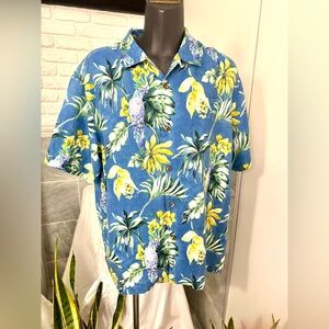 NWOT Tommy Bahama 100% Linen  Tropical Cockatoo birds Men's Shirt XXL
